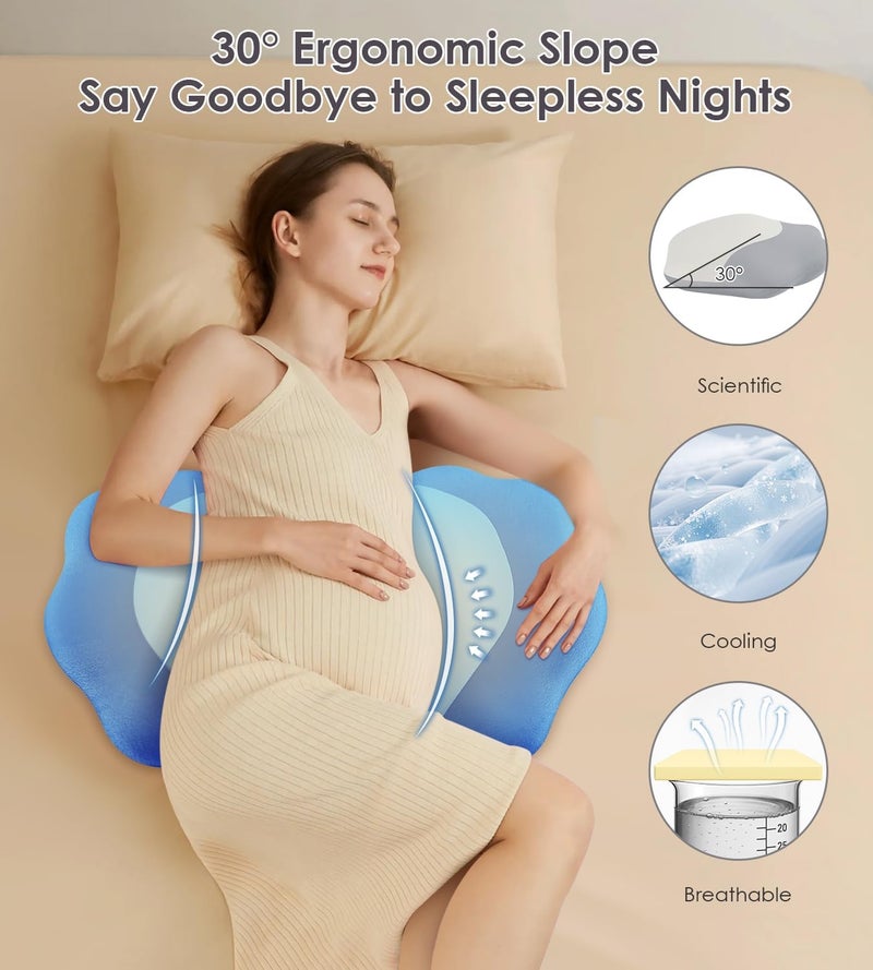 DONAMA Memory Foam Pregnancy Pillows for Sleeping, Side Sleeper Maternity Pillow Support for Back Belly HIPS, Adjustable Wedge Pillow for Pregnant Women, Side Sleeping Pregnant Pillows with Pillowcase - Image 5
